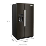 24.8 Cubic Feet Side-By-Side Refrigerator With Exterior Ice And Water And PrintShield Finish - Black