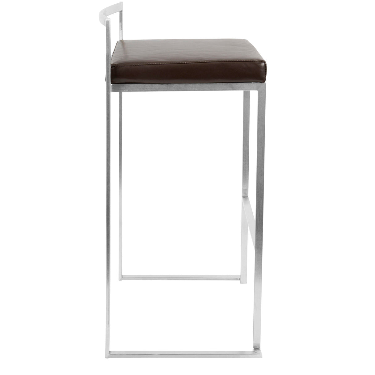 Fuji - Stackable Barstool - Brown Faux Leather (Set of 2)