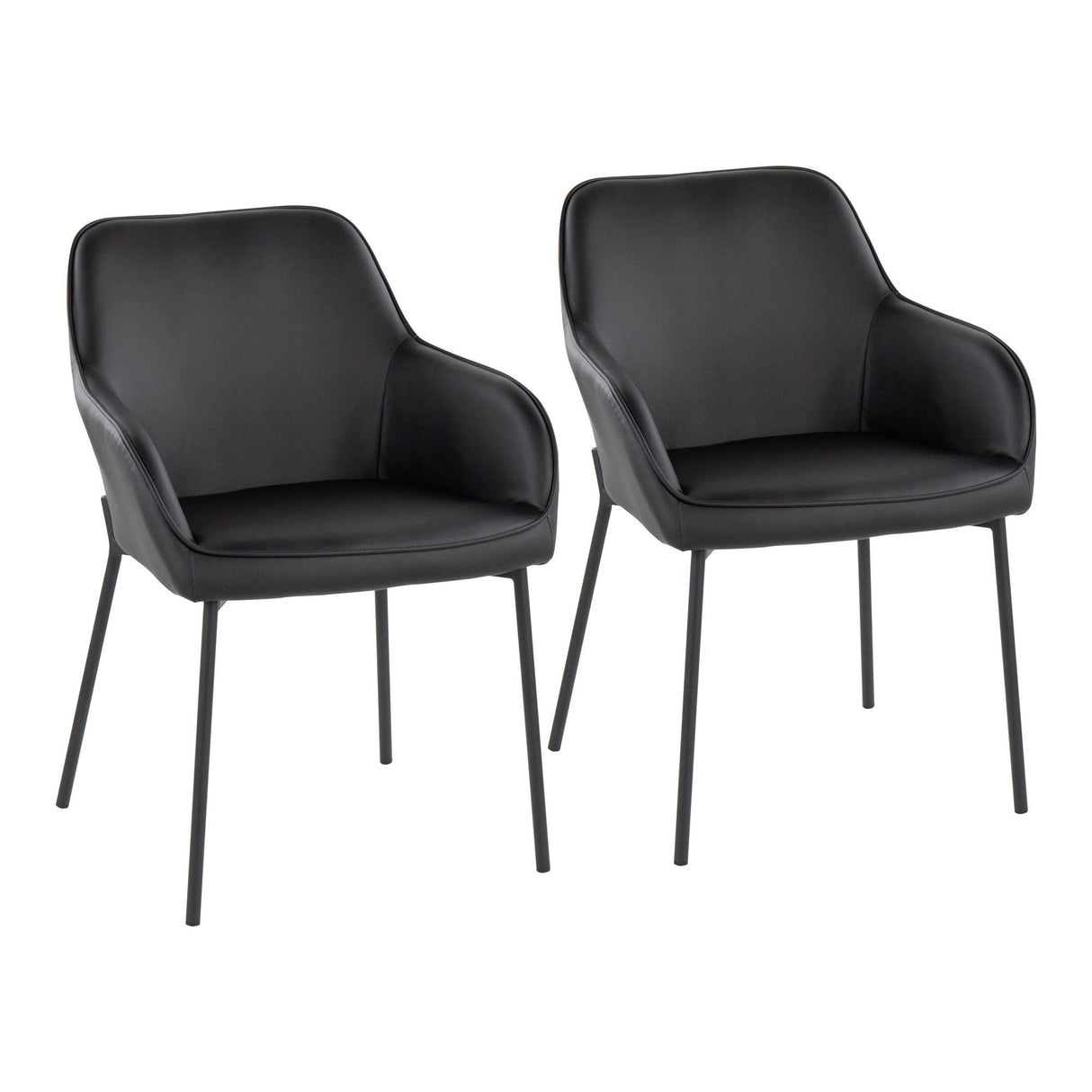 Daniella - Dining Chair - Black Metal And Black Faux Leather (Set of 2)