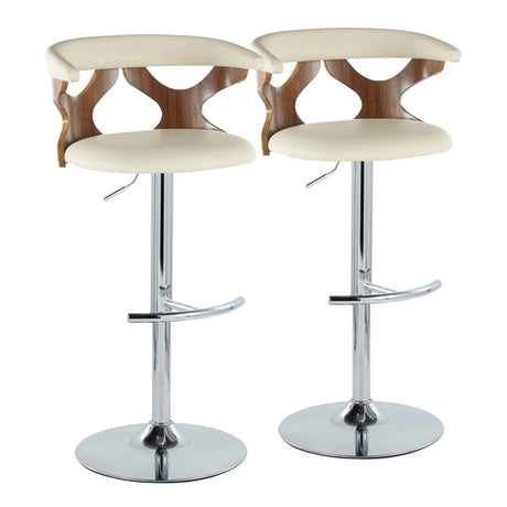 Gardenia - Adjustable Barstool - Chrome Base & Walnut Backrest