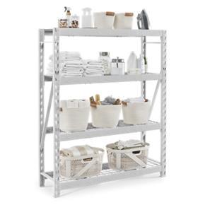 60" Wide Heavy Duty Rack With Four 18" Deep Shelves - Hammered White