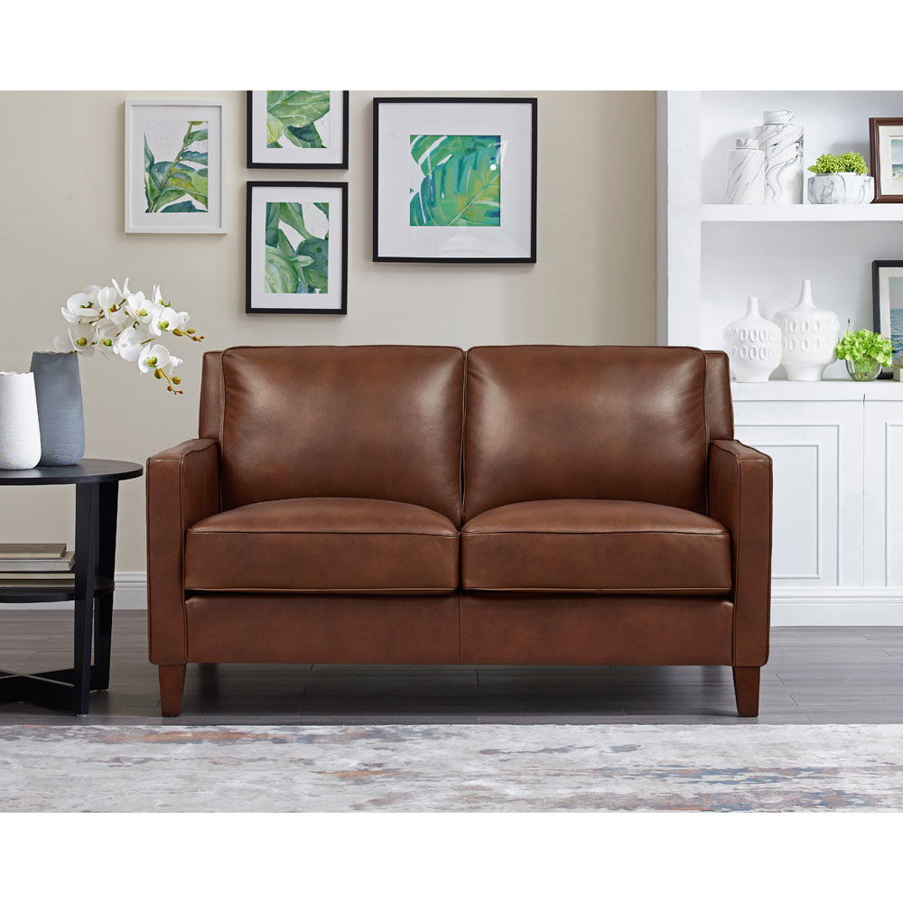 Ashby - Leather Loveseat - Pecan