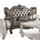 Versailles - Loveseat - Silver PU & Antique Platinum