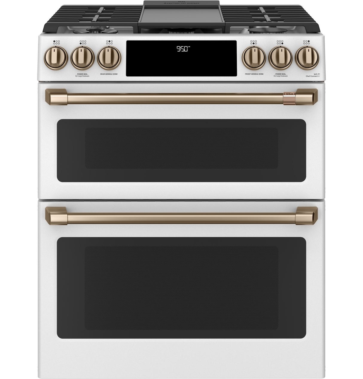 Caf(eback)(TM) 30" Smart Slide-In, Front-Control, Dual-Fuel, Double-Oven Range with Convection - (C2S950P4MW2)