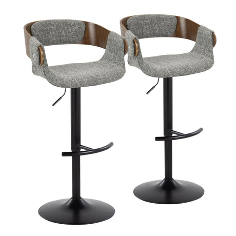 Elisa - Mid Century Modern Adjustable Barstool With Swivel & Rounded T Footrest (Set of 2)