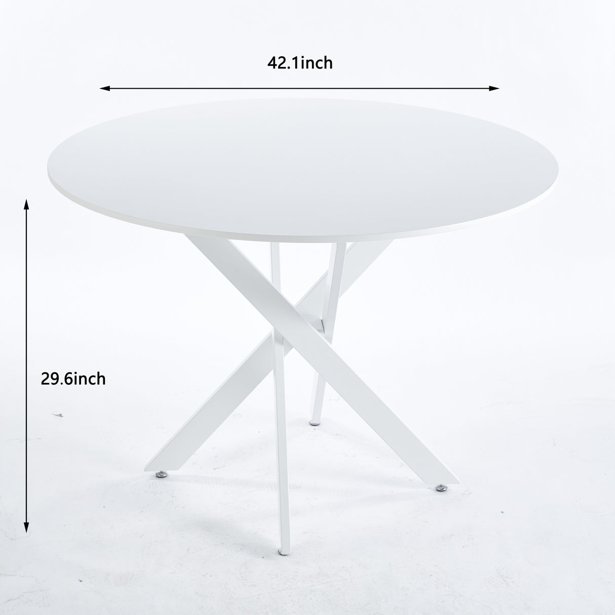 Mid-Century Dining Table For 4 - 6 People With Round MDF Table Top, Pedestal Dining Table, End Table Leisure Coffee Table, Cross Leg