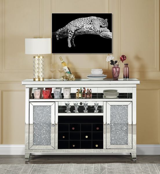 Noralie - Wine Cabinet - Mirrored & Faux Diamonds - 41"