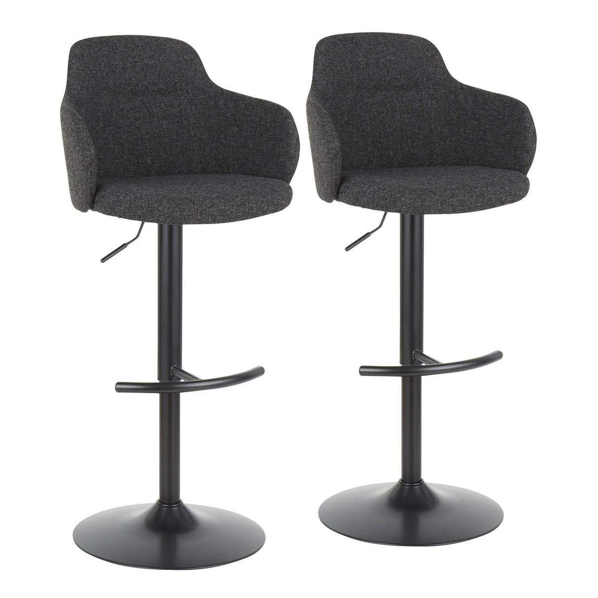 Boyne - Adjustable Barstool (Set of 2) - Dark Gray Noise And Black