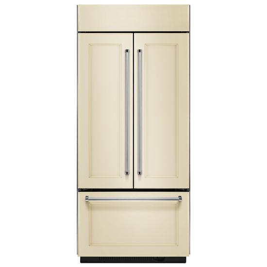 20.8 Cubic Feet 36" Width Built In Panel Ready French Door Refrigerator With Platinum Interior Design