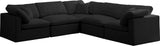 Plush - Velvet Standart Comfort 5 Piece Modular Sectional - Black