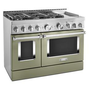 KitchenAid 48'' Smart Commercial-Style Gas Range With Griddle - Avocado Cream