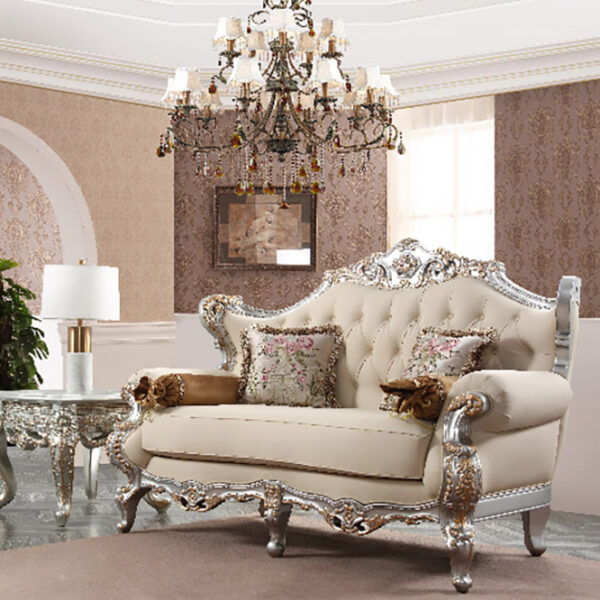 HD-91633 - Loveseat - Silver With Gold Highlight