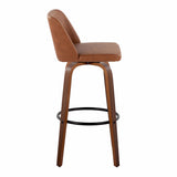 Toriano - 30" Faux Leather Fixed-Height Barstool (Set of 2) - Walnut & Chrome Base