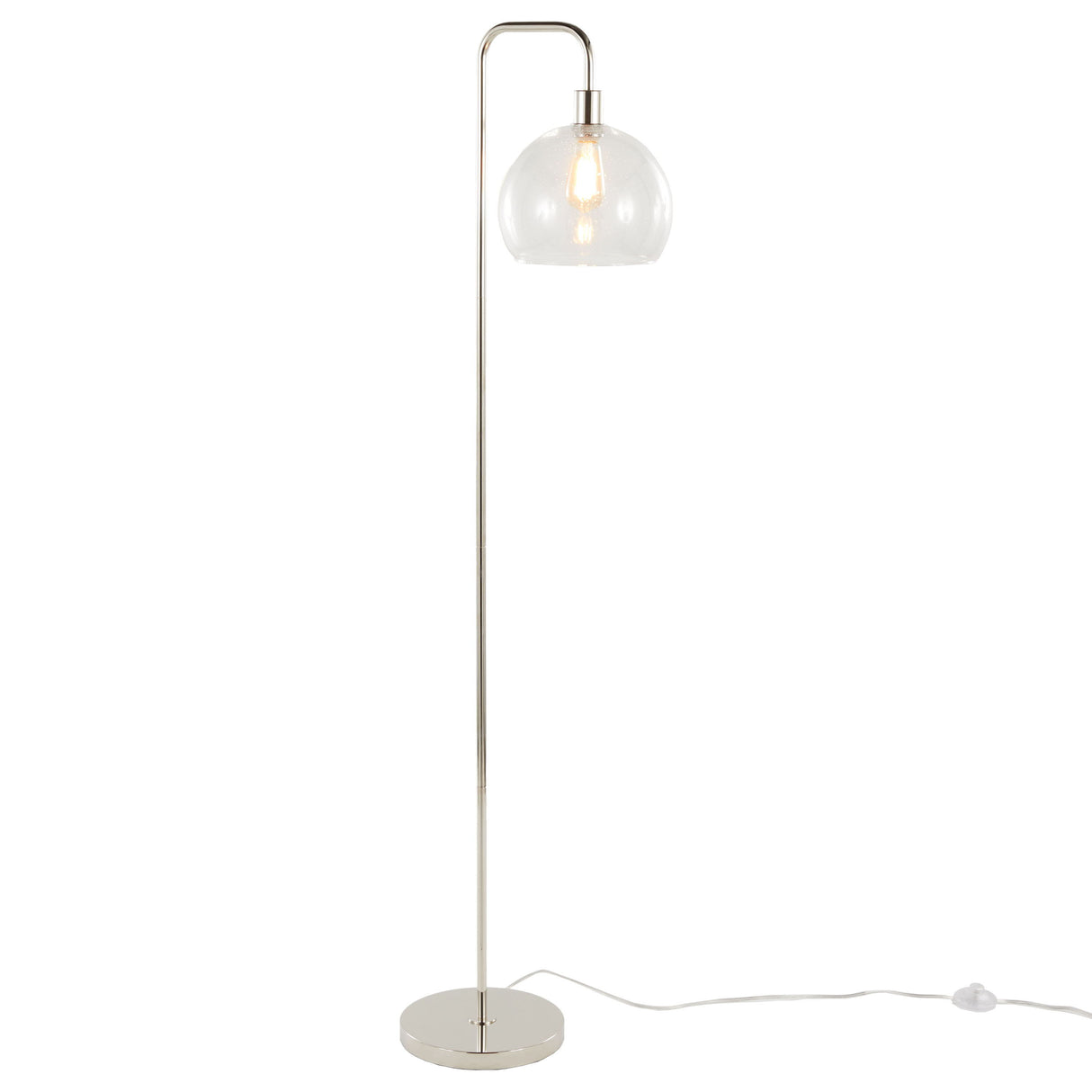 Metro - 61" Metal Floor Lamp - Clear Seeded Glass