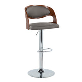 Pino - Mid Century Modern Adjustable Barstool With Swivel With Oval Footrest (Set of 2)