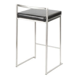 Fuji - Stackable Counter Stool With Cushion - Black Metal