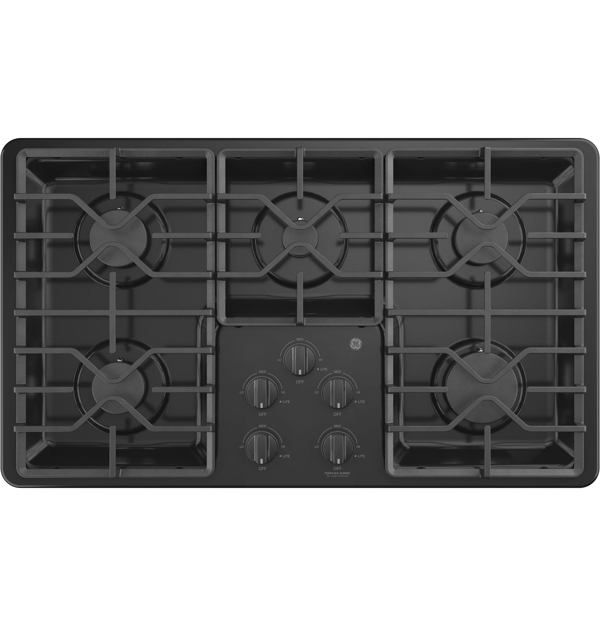 GE(R) 36" Built-In Gas Cooktop with Dishwasher-Safe Grates - (JGP3036DLBB)