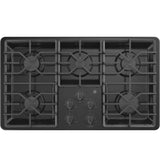 GE(R) 36" Built-In Gas Cooktop with Dishwasher-Safe Grates - (JGP3036DLBB)