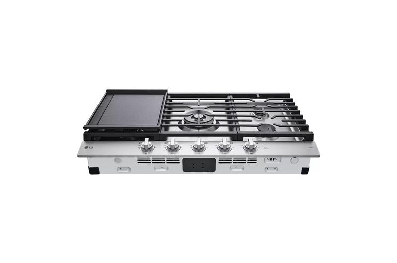 36" Smart Gas Cooktop with UltraHeat(TM) 22K BTU Dual Burner and LED Knobs - (CBGJ3627S)