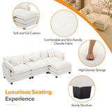 L-Shape Chenille Upholstered Sofa For Living Room Modern Luxury Sofa Couch With Ottoman And 5 Pillows For Living Room