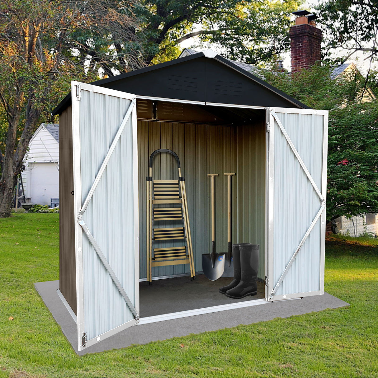 4FtX6Ft Out Storage Sheds Apex Roof - Brown / Black