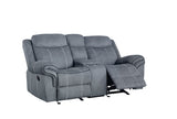 Zubaida - Two Tone Velvet Recliner Loveseat With USB Port Console