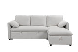 Yaroslav - Chenille Reversible Sectional Sofa With Sleeper Storage - Cream