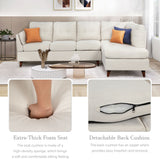 Modern Linen Fabric Sofa, L-Shape Couch With Chaise Lounge, Sectional Sofa With One Lumbar Pad