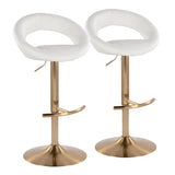 Posh - Glam Adjustable Barstool With Swivel - Gold Metal (Set of 2)