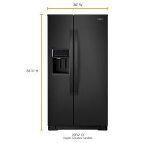 36" Wide Counter Depth Side-By-Side Refrigerator - 21 Cubic Feet - Black