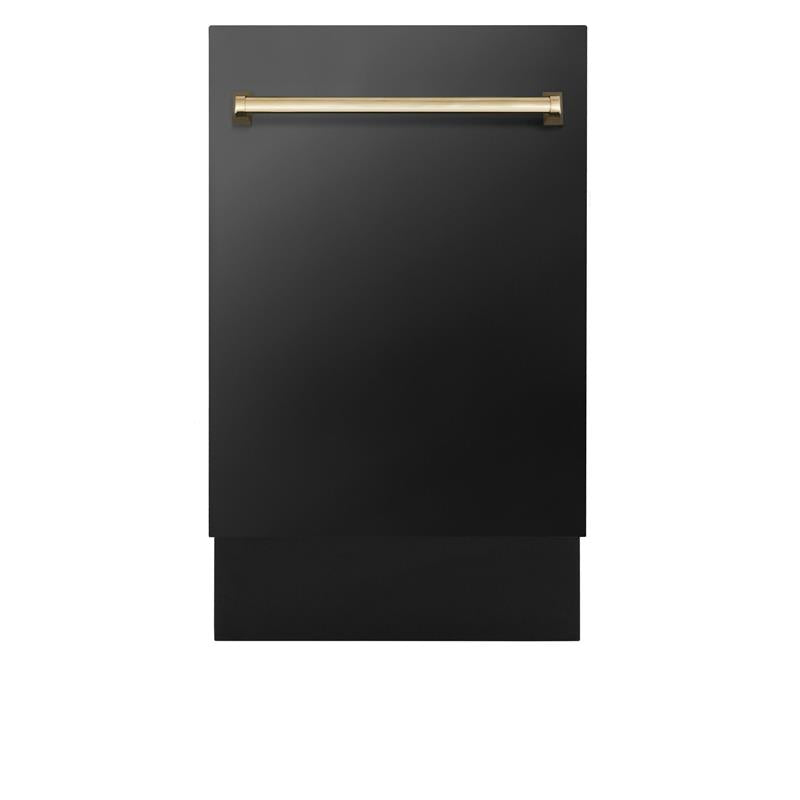 ZLINE Autograph Edition 18 Compact 3rd Rack Top Control Dishwasher in Black Stainless Steel with Accent Handle, 51dBa (DWVZ-BS-18) [Color: Gold] - (DWVZBS18G)