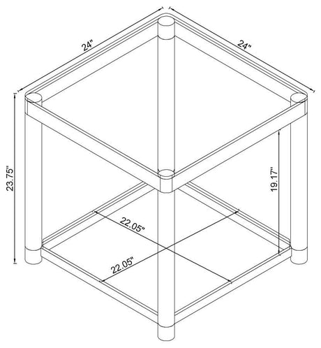 Anne - End Table With Lower Shelf - Chrome And Clear