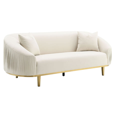 Martina - Sofa With 2 Pillows - Ivory Velvet