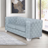 Saree - Loveseat - Light Teal & White