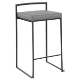 Fuji - Stackable Counter Stool With Cushion - Black Metal