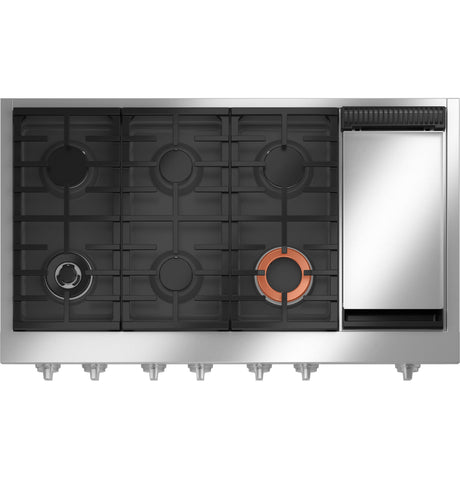 Caf(eback)(TM) 48" Commercial-Style Gas Rangetop with 6 Burners and Integrated Griddle (Natural Gas) - (CGU486P2TS1)