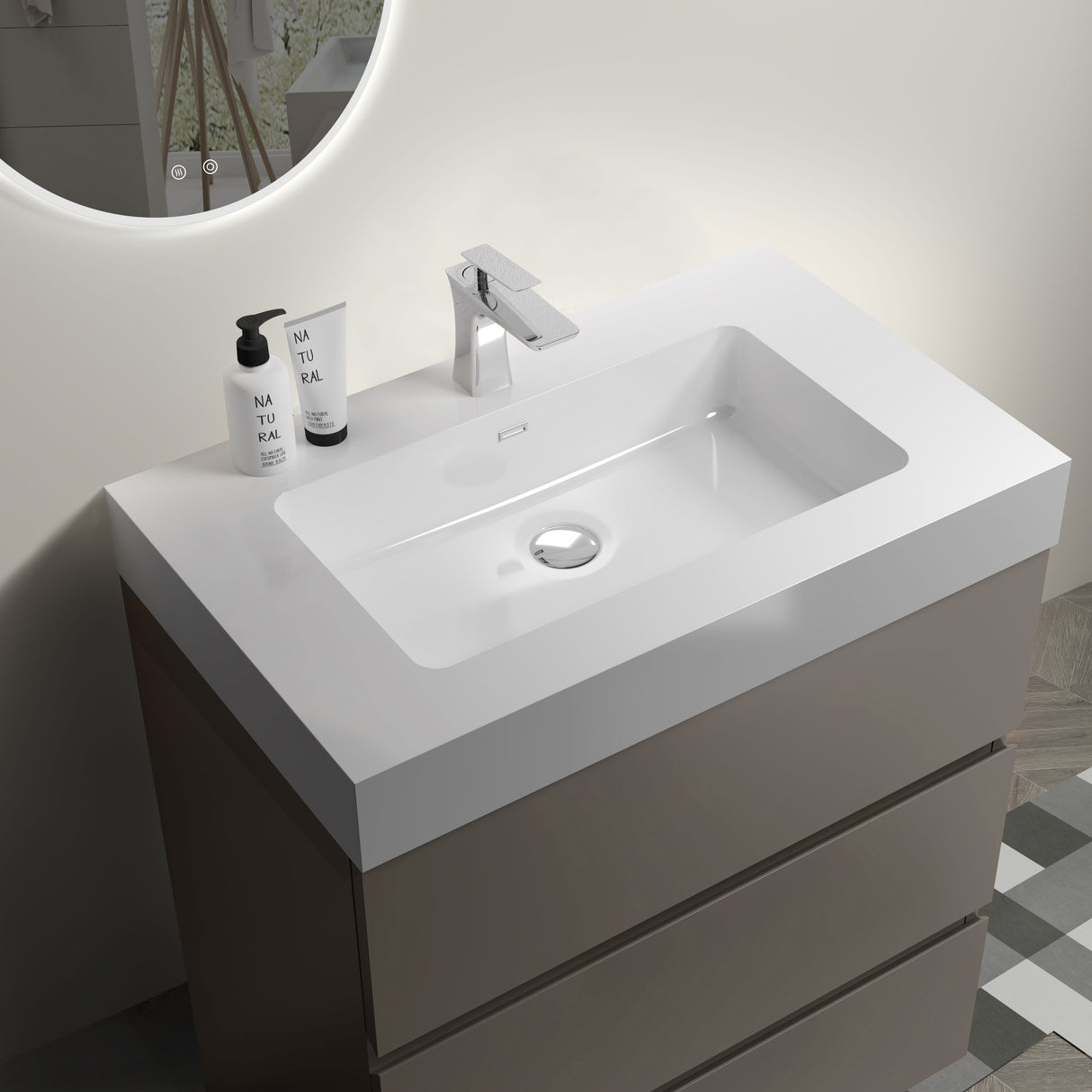 Alice - Bathroom Vanity With Sink, Large Storage Freestanding Bathroom Vanity For Modern Bathroom, One-Piece Sink Basin Without Drain And Faucet