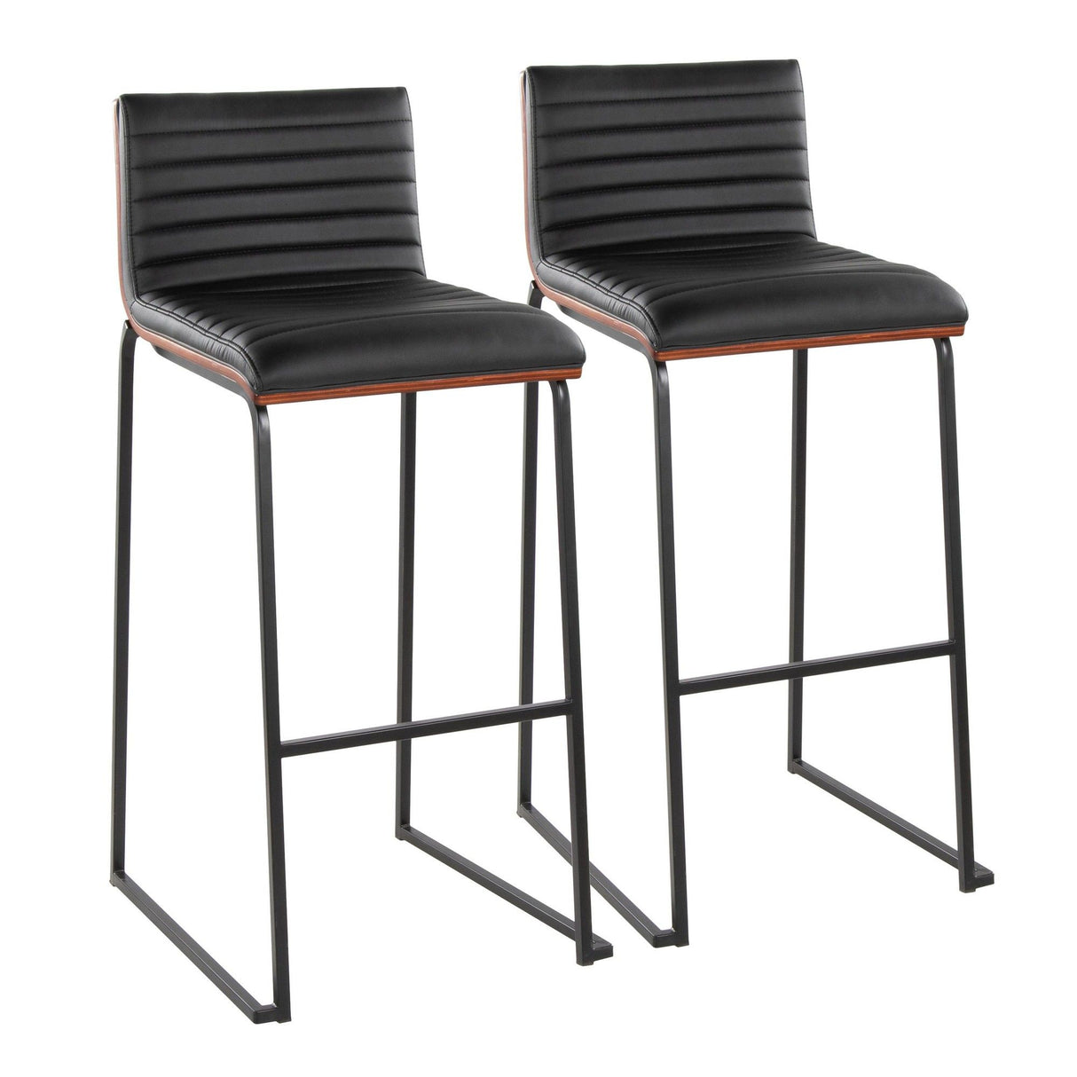 Mason Mara - 30" Fixed-Height Barstool (Set of 2) - Black Legs