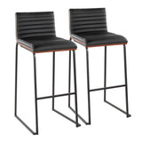 Mason Mara - 30" Fixed-Height Barstool (Set of 2) - Black Legs