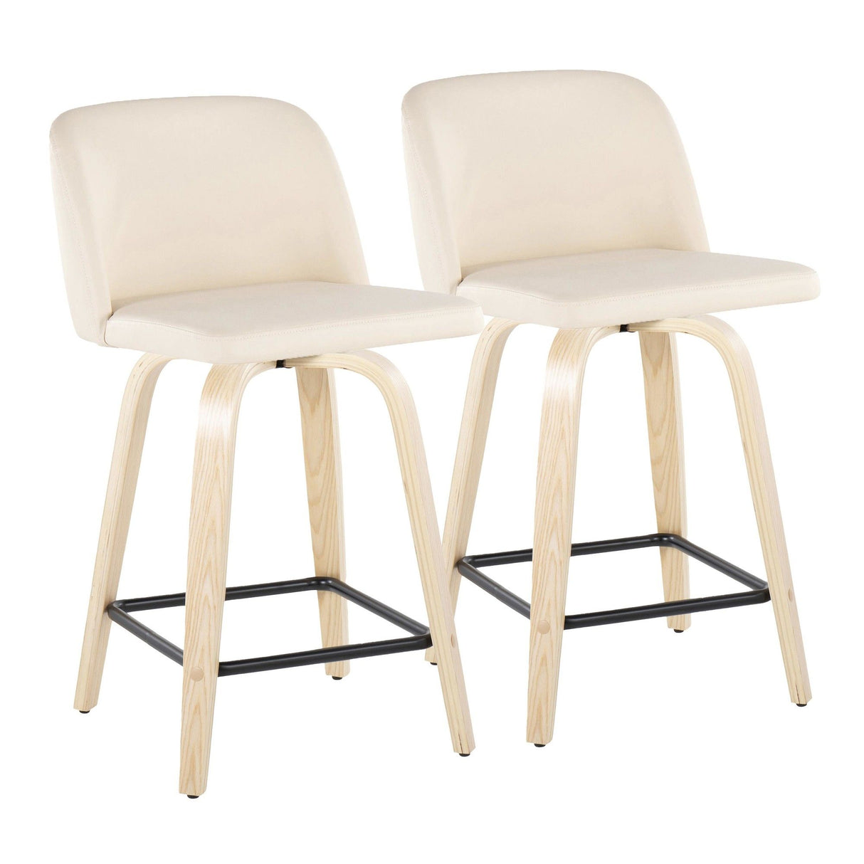 Toriano - 24" Fixed-Height Counter Stool (Set of 2) - Natural & Black Square Base