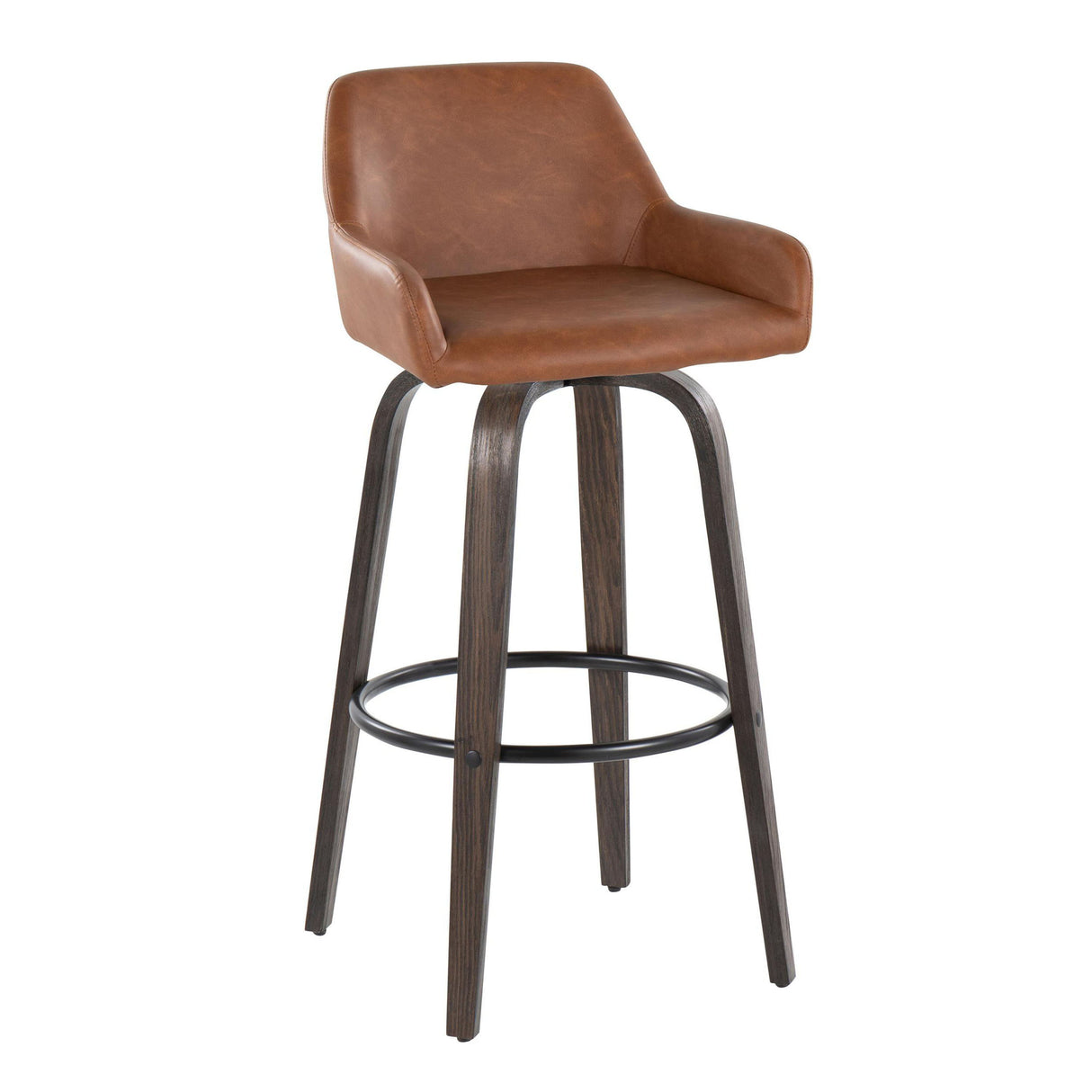 Daniella - Contemporary Fixed Height, Barstool With Swivel With Round Footrest (Set of 2)