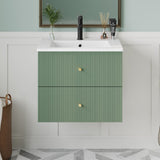 Wall Mounted Bathroom Vanity With 2 Drawers, Ideal For Small Bathrooms