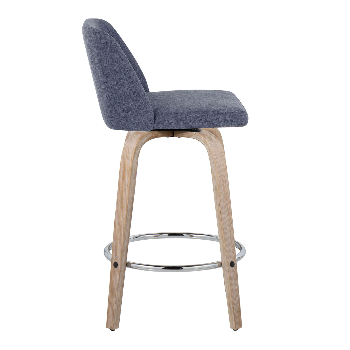 Toriano - Modern Design Fixed Height Counter Stool With Swivel With Round Footrest (Set of 2)