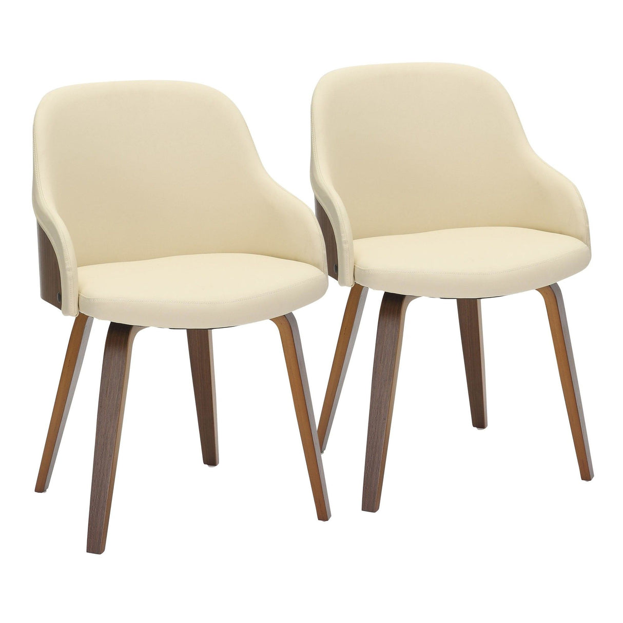 Bacci - Dining / Accent Chair - Walnut Wood And Cream Faux Leather