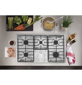 GE(R) 36" Built-In Gas Cooktop with Dishwasher-Safe Grates - (JGP3036SLSS)