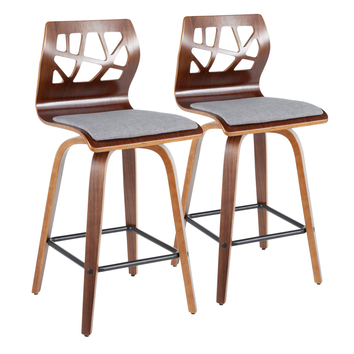 Folia - Mid Century Modern Fixed Height Counter Stool With Swivel (Set of 2)