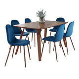 Folia - Toriano Dining Set - Walnut Wood And Beige Fabric (Set of 5)