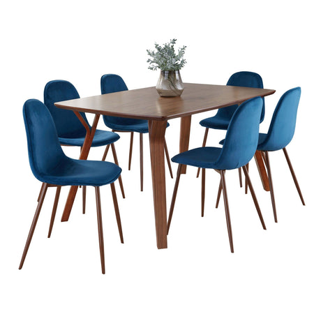 Folia - Toriano Dining Set - Walnut Wood And Beige Fabric (Set of 5)