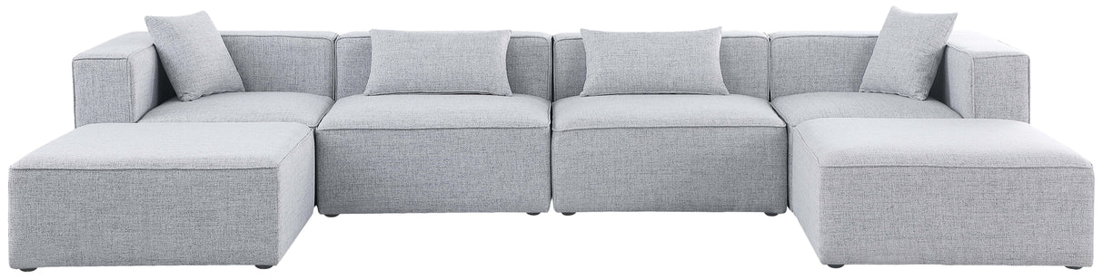 Cube - Modular Sectional 6 Piece - Gray - Fabric - Modern & Contemporary