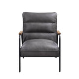 Nignu - Top Grain Leather Matt Iron Accent Chair - Gray